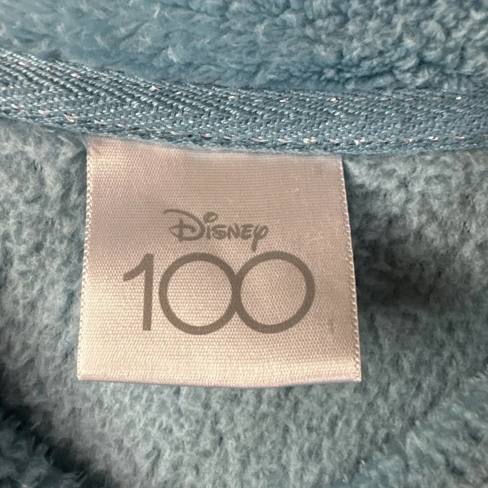 Disney‎ 100 Women's Lilo & Stitch Embroidered Fleece Sweater Blue XL(16-18)